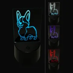 Pembroke Welsh Corgi Standing Dog 3D Illusion LED Night Light Sign Nightstand Desk Lamp