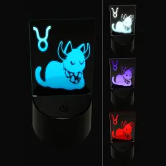 Astrological Cat Taurus Horoscope Zodiac Sign 3D Illusion LED Night Light Sign Nightstand Desk Lamp