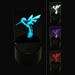 Hummingbird Sketch 3D Illusion LED Night Light Sign Nightstand Desk Lamp