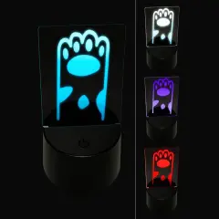 Cute Dog Cat Paw Spotted Doodle 3D Illusion LED Night Light Sign Nightstand Desk Lamp