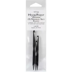 Lacis Double-Ended Ebony Crochet Hooks 3/Pkg-D4/3mm - 3", F6/4mm - 3.5", J10/6mm - 4"