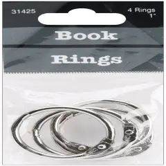 Baumgartens Book Rings 1" 4/Pkg-Silver