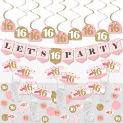 Big Dot of Happiness Sweet 16 - 16th Birthday Party Supplies Decoration Kit - Decor Galore Party Pack - 51 Pieces