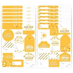Big Dot of Happiness Golden Birthday - Assorted Happy Birthday Party Gift Tag Labels - To and From Stickers - 12 Sheets - 120 Stickers
