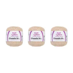 Aunt Lydia Classic Ecru Crochet - 3 Pack of 400y/365m - Cotton - Gauge 10 - Crochet