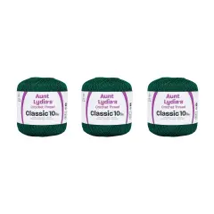 Aunt Lydia Classic Forest Green Crochet - 3 Pack of 350y/320m - Cotton - Gauge 10 - Crochet
