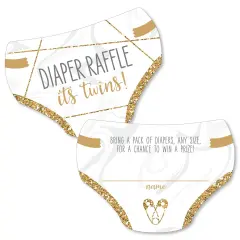 Big Dot of Happiness It&rsquo;s Twins - Diaper Shaped Raffle Ticket Inserts - Gold Twins Baby Shower Activities - Diaper Raffle Game - Set of 24