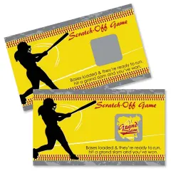 Big Dot of Happiness Grand Slam - Fastpitch Softball - Birthday Party or Baby Shower Game Scratch Off Cards - 22 Count
