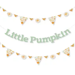 Big Dot of Happiness Little Pumpkin - Fall Birthday Party or Baby Shower Letter Banner Decoration 36 Banner Cutouts and Little Pumpkin Banner Letters