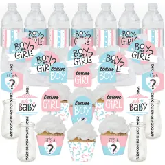Big Dot of Happiness Baby Gender Reveal - Team Boy or Girl Party Favors and Cupcake Kit - Fabulous Favor Party Pack - 100 Pieces