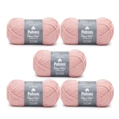 Patons Classic Wool Pink Quartz Yarn - 5 Pack of 3.5oz/100g - Wool - 4 Medium - 210 Yards - Knitting/Crochet