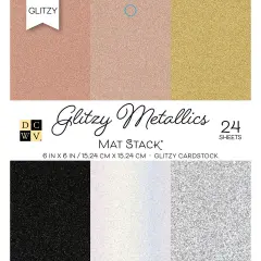DCWV Single-Sided Cardstock Stack 6"X6" 24/Pkg-Glitzy Metallics W/Glitter, 6 Designs