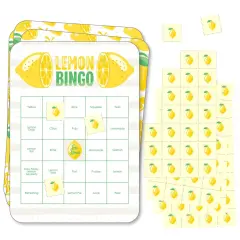 Big Dot of Happiness So Fresh - Lemon - Bingo Cards and Markers - Citrus Lemonade Party Bingo Game - Set of 18