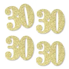 Big Dot of Happiness Gold Glitter 30 - No-Mess Real Gold Glitter Cut-Out Numbers - 30th Birthday Party Confetti - Set of 24