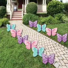 Big Dot of Happiness Beautiful Butterfly - Lawn Decorations - Outdoor Floral Baby Shower or Birthday Party Yard Decorations - 10 Piece