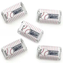 Big Dot of Happiness Batter Up - Baseball - Mini Candy Bar Wrapper Stickers - Baby Shower or Birthday Party Small Favors - 40 Count