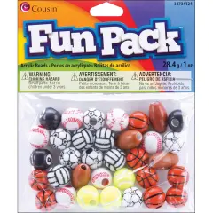 CousinDIY Fun Pack Acrylic Sports Beads 1oz-Assorted Balls