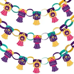Big Dot of Happiness Happy Diwali - 90 Chain Links and 30 Paper Tassels Decoration Kit - Festival of Lights Party Paper Chains Garland - 21 feet