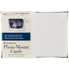 Strathmore Cards & Envelopes 5"X6.875" 50/Pkg-White Photo Mount W/Emboss Frame