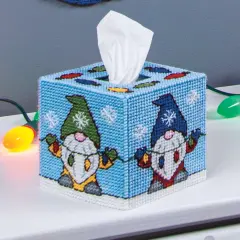 Mary Maxim Plastic Canvas Tissue Box Kit 5"-Gnome For The Holidays
