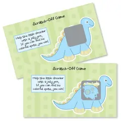 Big Dot of Happiness Baby Boy Dinosaur - Baby Shower or Birthday Party Game Scratch Off Cards - 22 Count