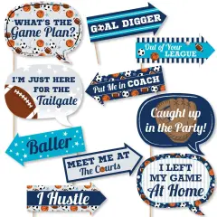 Big Dot of Happiness Funny Go, Fight, Win - Sports - Baby Shower or Birthday Party Photo Booth Props Kit - 10 Piece