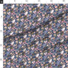 Various Fabrics by the Yard or Fat Quarter Maximalist Tea Party Whimsical Chintz Pink Purple Mustard Swans And Flamingos Custom Printed Fabric by Spoonflower