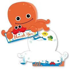 Big Dot of Happiness Under The Sea Critters - Shaped Thank You Cards - Baby Shower or Birthday Party Thank You Note Cards with Envelopes - Set of 12
