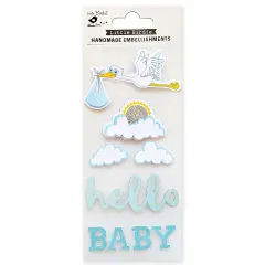 Little Birdie Storks Embellishment 9/Pkg-Hello Baby Blue