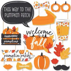 Big Dot of Happiness Fall Pumpkin - Halloween or Thanksgiving Party Photo Booth Props Kit - 20 Count