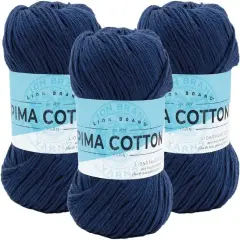 (Pack of 3) Lion Brand Pima Cotton Yarn-Blueprint