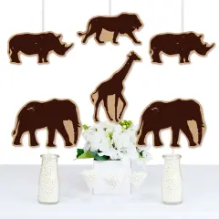 Big Dot of Happiness Wild Safari - Giraffe, Elephant, Lion & Rhino Decor DIY Jungle Birthday Party or Baby Shower Essentials - Set of 20