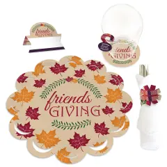 Big Dot of Happiness Friends Thanksgiving Feast - Friendsgiving Paper Charger and Table Decorations - Chargerific Kit - Place Setting for 8