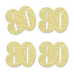 Big Dot of Happiness Gold Glitter 80 - No-Mess Real Gold Glitter Cut-Out Numbers - 80th Birthday Party Confetti - Set of 24