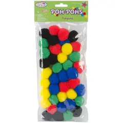 Krafty Kids Pom-Poms 1.25" 40/Pkg-Primary