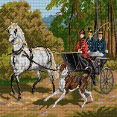 Horse-drawn Carriage Ride 1961M Needlepoint canvas for halfstitch without yarn