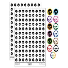 Pixel Digital Skull 200+ 0.50" Round Stickers Dark Green