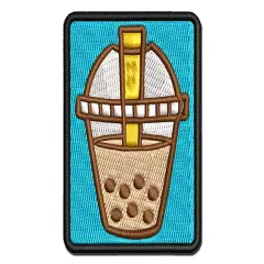 Yummy Bubble Tea Boba Milk Dessert Drink Multi-Color Embroidered Iron-On or Hook & Loop Patch Applique