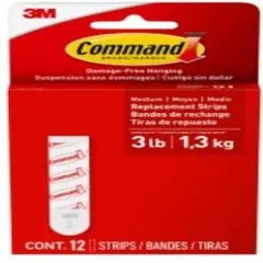 Command Medium Refill Strips 12/Pkg-White