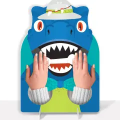 Big Dot of Happiness Roar Dinosaur - Dino Mite Baby Shower or Birthday Activity - 2 Player Build-A-Face Party Game