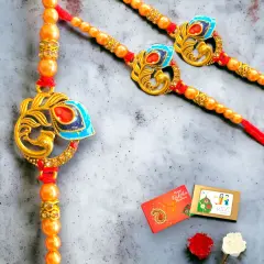 2 Peacock Designer Rakhi for Brother Gift Hamper for Brother Bhai and Bhabhi. Thread Bracelet for Rakshabandhan Raki. Rakasha Bandhan Gifts