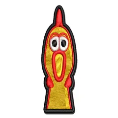 Screaming Rubber Chicken Head Multi-Color Embroidered Iron-On or Hook & Loop Patch Applique