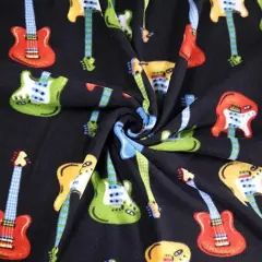 FabricLA | Fleece Fabric By The Yard | 36"X60" Inch Wide | Anti Pill Polar Fleece | Soft, Blanket, Throw, Poncho, Pillow Cover, PJ Pants, Booties, Eye Mask - Guitar (1 Yard)