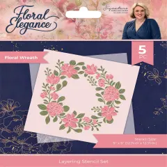 Sara Signature Floral Elegance Layering Stencil 5"X5"-Floral Wreath