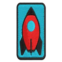 Rocket Space Ship Multi-Color Embroidered Iron-On or Hook & Loop Patch Applique
