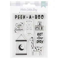 American Crafts Hello Little Boy Mini Stamp Set-8 Pieces