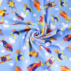 FabricLA | Fleece Fabric By The Yard | 72"X60" Inch Wide | Anti Pill Polar Fleece | Soft, Blanket, Throw, Poncho, Pillow Cover, PJ Pants, Booties, Eye Mask - Blue Airplanes (2 Yard)