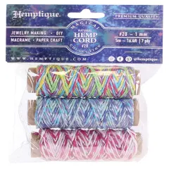 Hemptique Metallic Magical Hemp Cord Mini Spools 20lb 3/Pkg-Assorted Colors