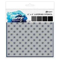 Simon Hurley create. Stencil 6"X6" 4/Pkg-Polka Dot Assortment