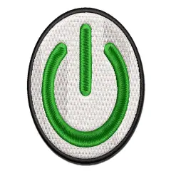 Power Button Symbol On Off Multi-Color Embroidered Iron-On or Hook & Loop Patch Applique